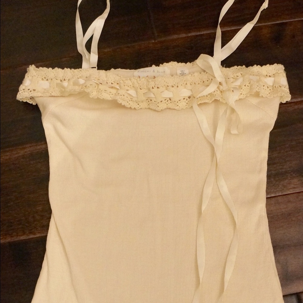 COPY - Off white tank with crochet detail